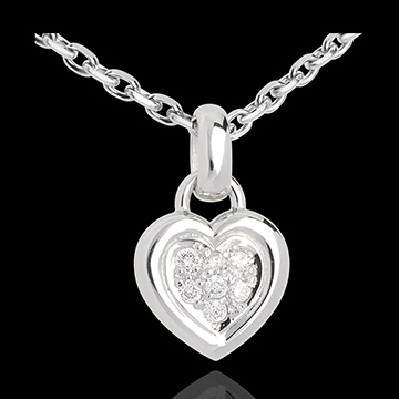 on-line kaufen Anh�nger gerahmtes Herz in Weissgold - 7 Diamanten