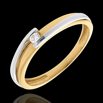 Gold Schmuck Solit�r bipolaire in Weiss- und Gelbgold