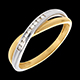 Frau ring ellipse weiss und gelbgold diamanten