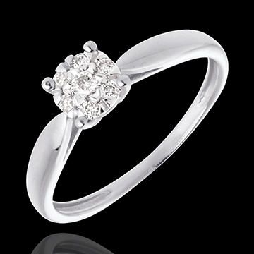Gold Schmucke Zarter Ring in Weissgold Diamantsph�re - 7 Diamanten