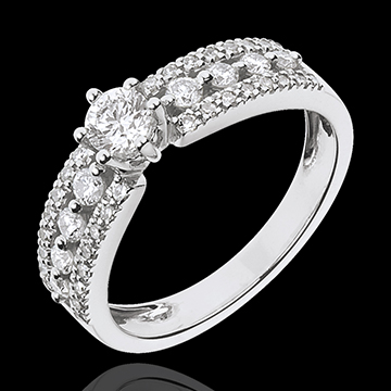 Geschenk Solit�rring Tsarine - Weissgold besetzt mit 41 Diamanten - 0.7 Karat