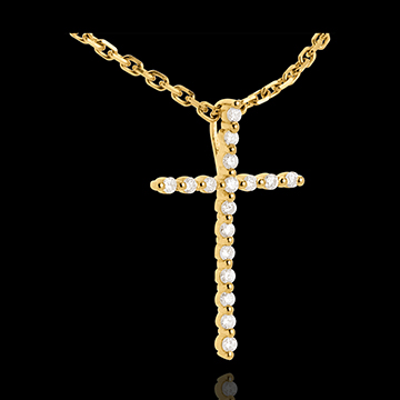 Juwelieren Anh�nger Kreuz in Gelbgold - 17 Diamanten