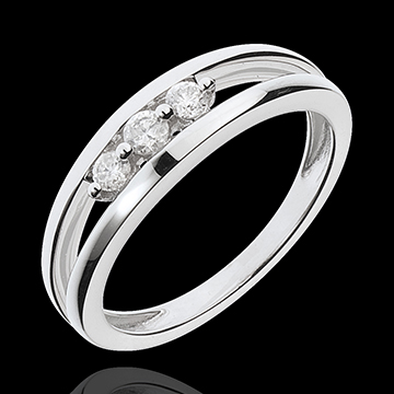 Geschenk Trilogie-Ring Untiefe - Wei�gold mit 3 Diamanten