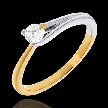 Geschenk Frau Solit�rring Broche in Gelb- und Weissgold - 0.23 Karat