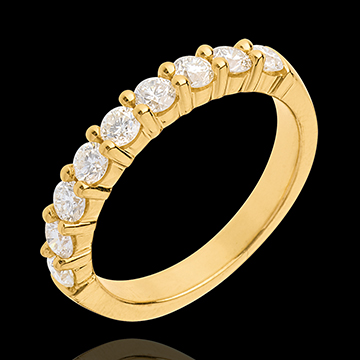 Geschenke Frau Trauring semi pav� in Gelbgold - Krappenfassung  - 0.75 Karat - 9 Diamanten