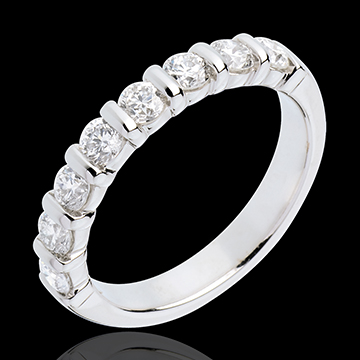 Geschenk Frauen Trauring semi pav� in Weissgold - Krappenfassung - 0.75 Karat - 8 Diamanten