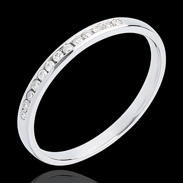 Hochzeit Trauring zur H�lfte mit Diamanten besetzt in Weissgold - Kanalfassung - 13 Diamanten