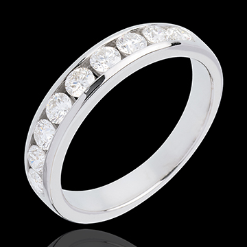 on-line kaufen Trauring zur H�lfte mit Diamanten besetzt in Weissgold  - Kanalfassung - 0.75 Karat - 9 Diamanten