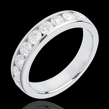 on-line Kauf Trauring semi pav� in Weissgold - Kanalfassung  - 1 Karat - 9 Diamanten
