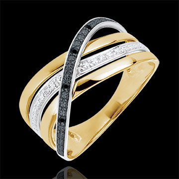 Juwelieren Ring Elite in Gelbgold mit schwarzen Diamanten