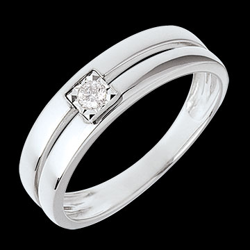 On-line Verk�ufe Diamant Ring doppelrangig mit zentriertem Diamanten