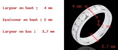 Geschenk Frau Trauring semi pav� in Weissgold - Kanalfassung  - 1 Karat - 9 Diamanten